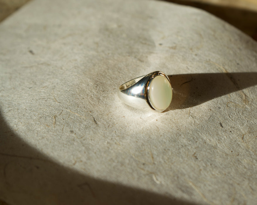 Elegant Adjustable White Stone Statement Ring