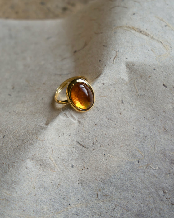 Sunset Glow Adjustable Orange Gemstone Ring